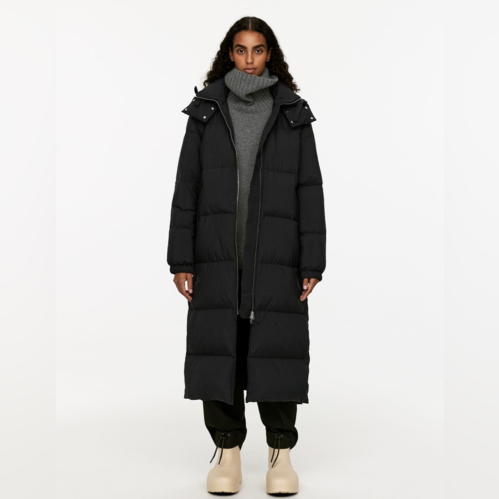 Arket Upcycled Long Down Coat (Black Womens Puffer)